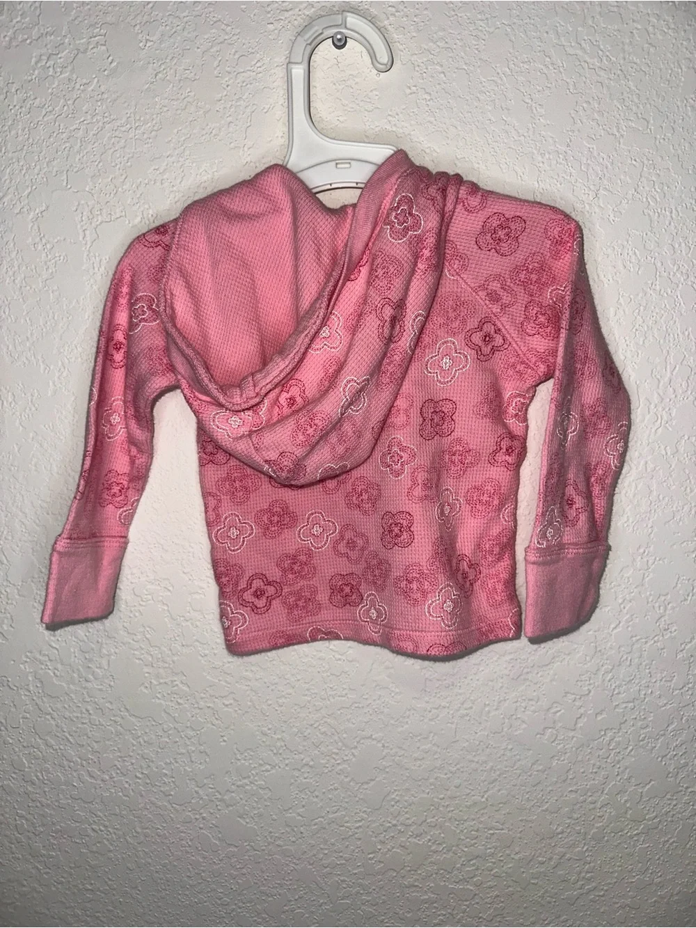 y2k vintage Old Navy Pink Floral Long-Sleeve Toddler Top with hood. size 6-12mos